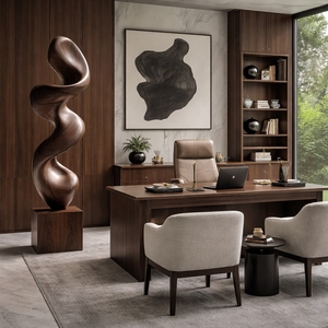 Modern Abstract Solid Wood Sculpture for Living Room Display