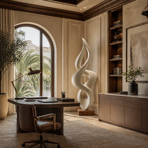 Handcrafted Abstract Twisted Solid Wood Sculpture for Modern Interior Decor