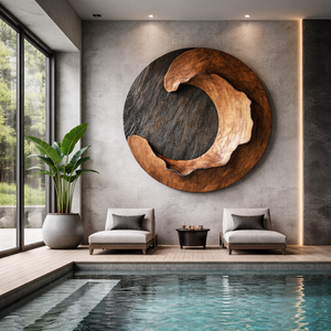 Modern Organic Solid Wood Wall Sculpture for Living Room Spaces