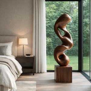 Modern Abstract Solid Wood Sculpture for Living Room Art Display