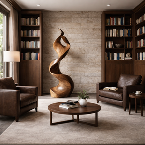 Flame-Inspired Solid Wood Sculpture for Contemporary Interiors
