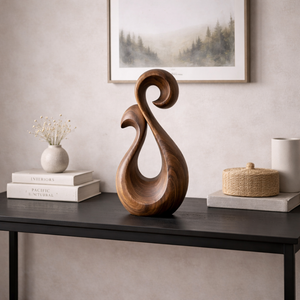 Abstract Spiral Wood Sculpture Modern Organic Tabletop Decor
