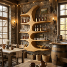 Handcrafted Solid Wood Wall Mounted Whiskey Shelf with Organic Branch Form
