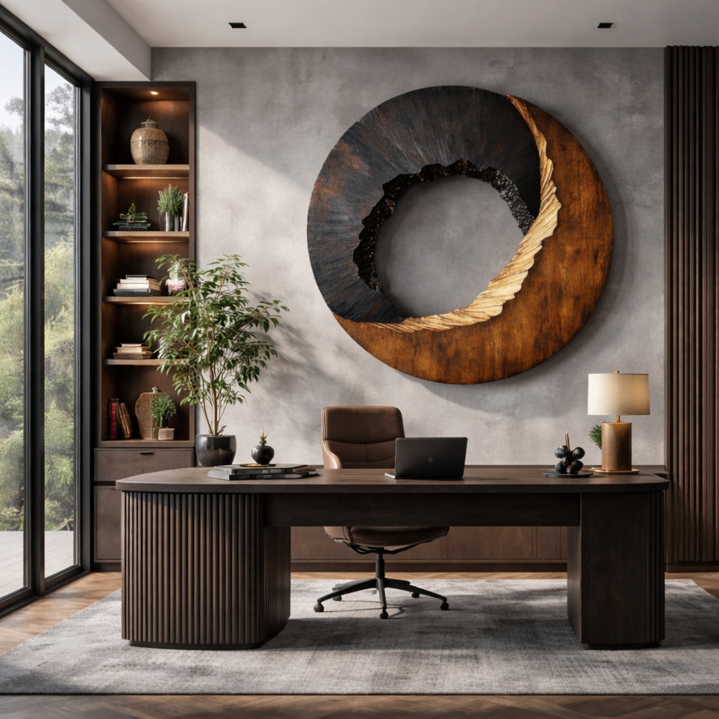Modern Textured Solid Wood Wall Art Sculpture for Living Room