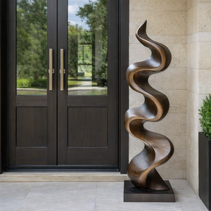 Modern Wave Solid Wood Sculpture for Living Room Display