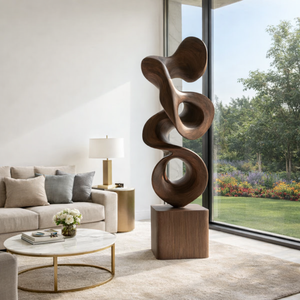 Modern Abstract Solid Wood Sculpture for Indoor and Outdoor Display