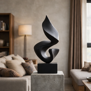 Abstract Wood Sculpture Modern Minimalist Handmade Tabletop Art Decor