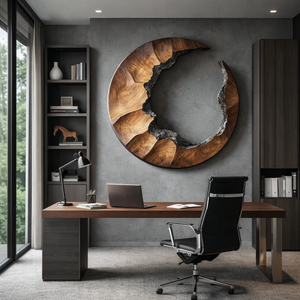 Crescent Moon Solid Wood Wall Sculpture Modern Organic Wall Art for Living Room