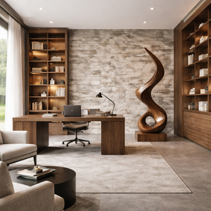 Modern Spiral Solid Wood Sculpture for Living Room Contemporary Abstract Design