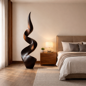 Tall Sculptural Solid Wood Spiral Floor Art for Modern Interiors