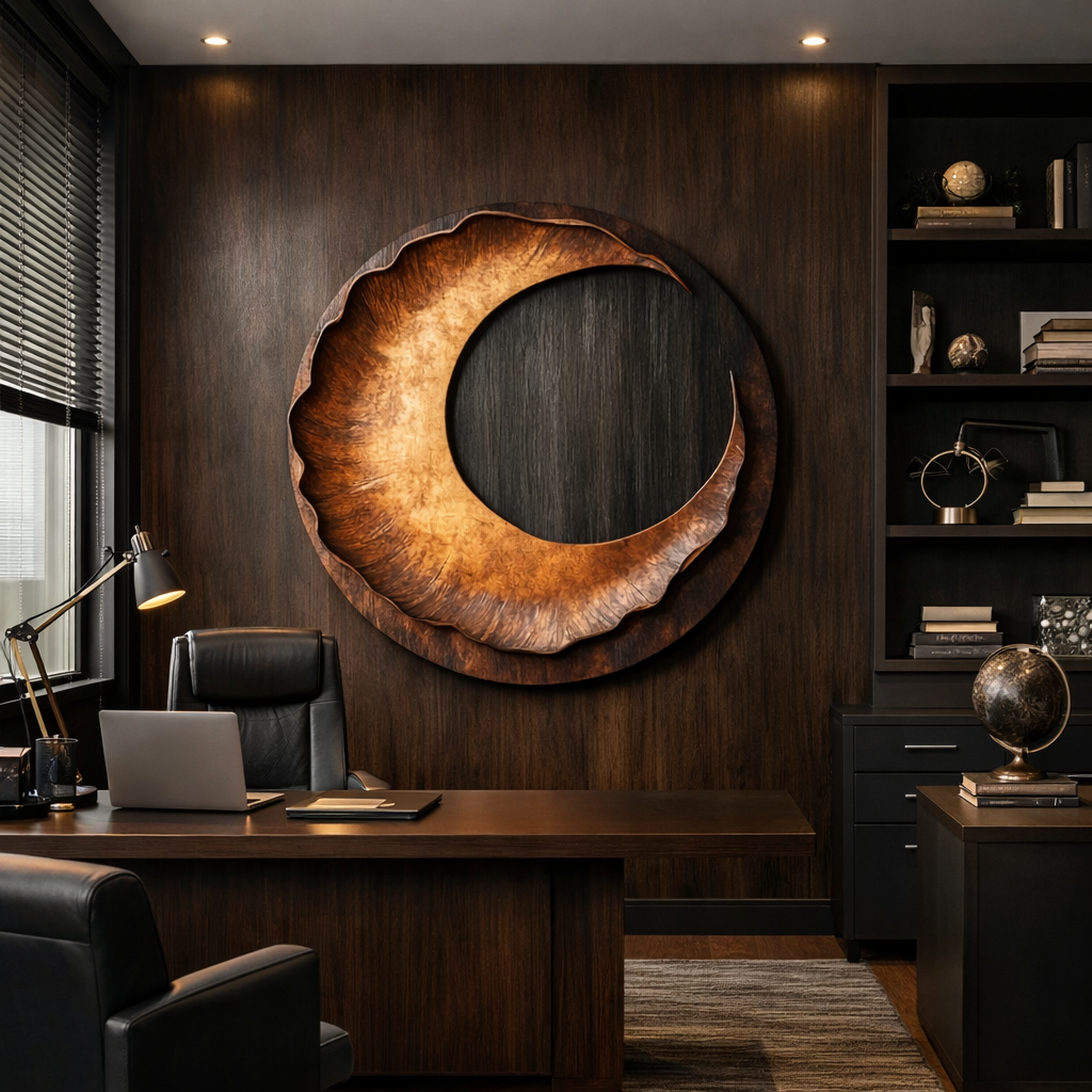Contemporary Solid Wood Round Wood Wall Art for Modern Living Rooms