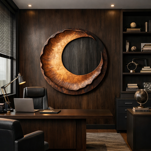 Contemporary Solid Wood Round Wood Wall Art for Modern Living Rooms