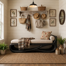 Solid Wood Sculptural Daybed Bench with Flowing Open Base for Modern Interior