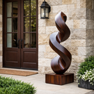 Contemporary Curved Solid Wood Garden Sculpture