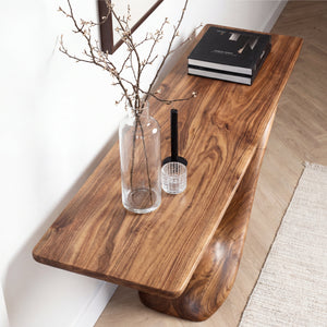 Modern Solid Wood Console Table with Sculpted Curved Base