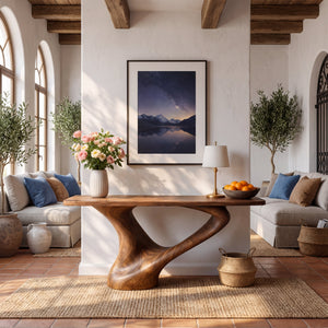 Bridge Arc Sculptural Solid Wood Console Table with Tapered Open Span Base