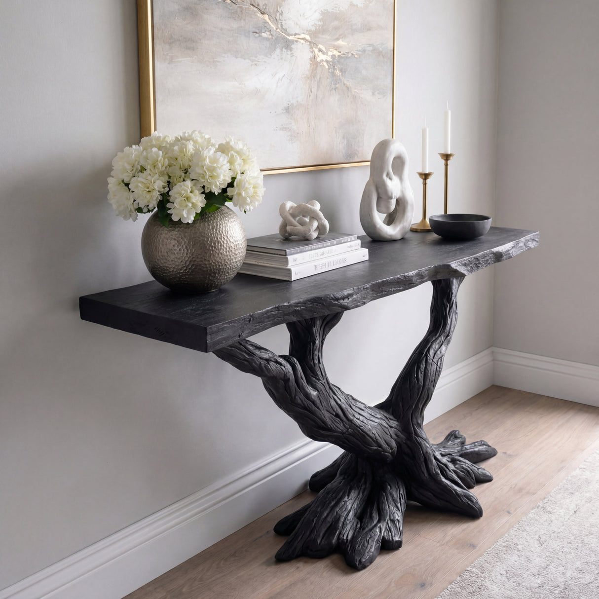 Sculptural Console Table with Twisted Root Base