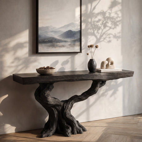 Blackwood Trunk Sculptural Console Table with Extended Branch Base