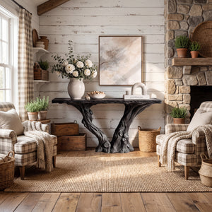 Sculptural Console Table with Trunk Organic Base