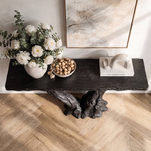Sculptural Console Table with Trunk Organic Base