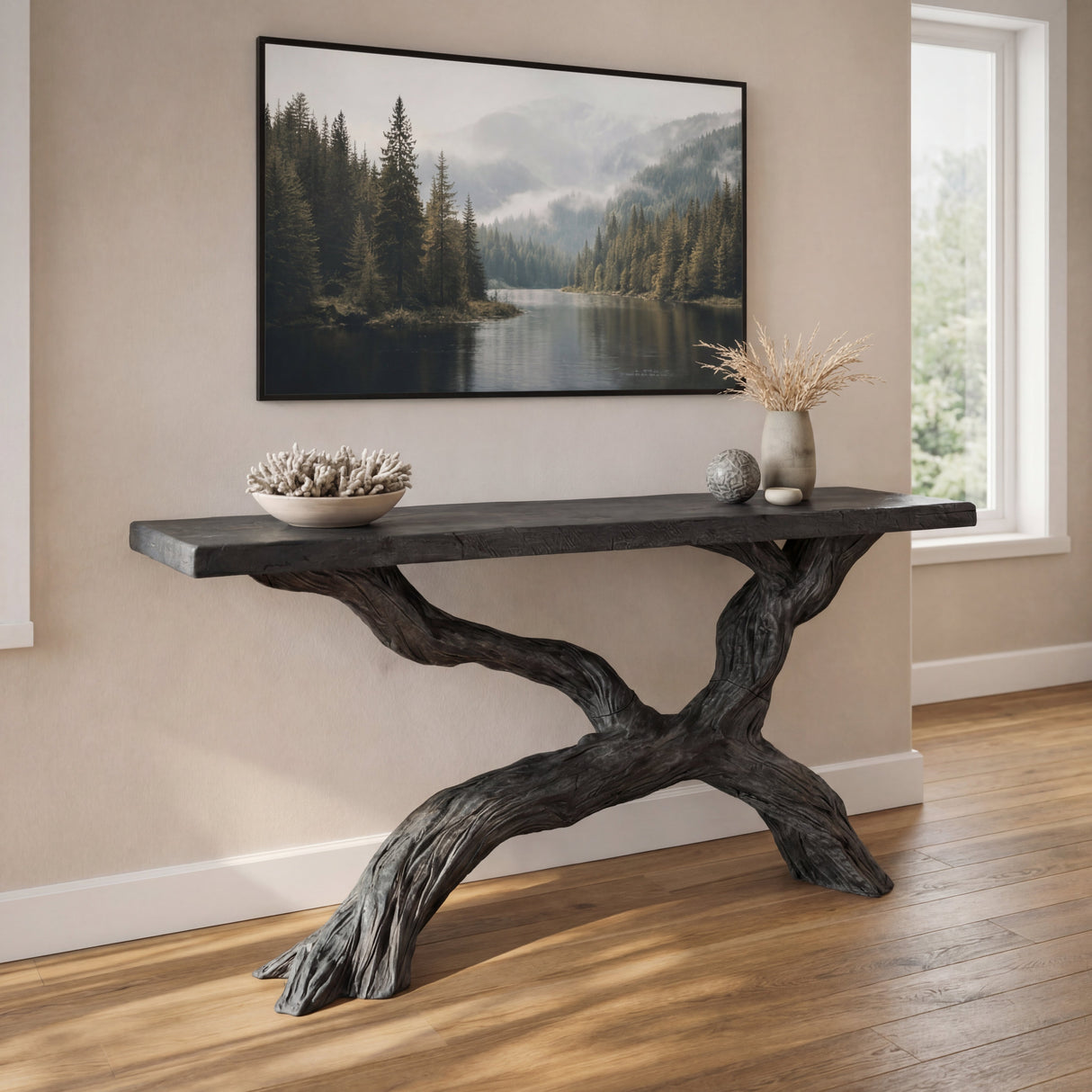 Cross-Branch Solid Wood Console Table