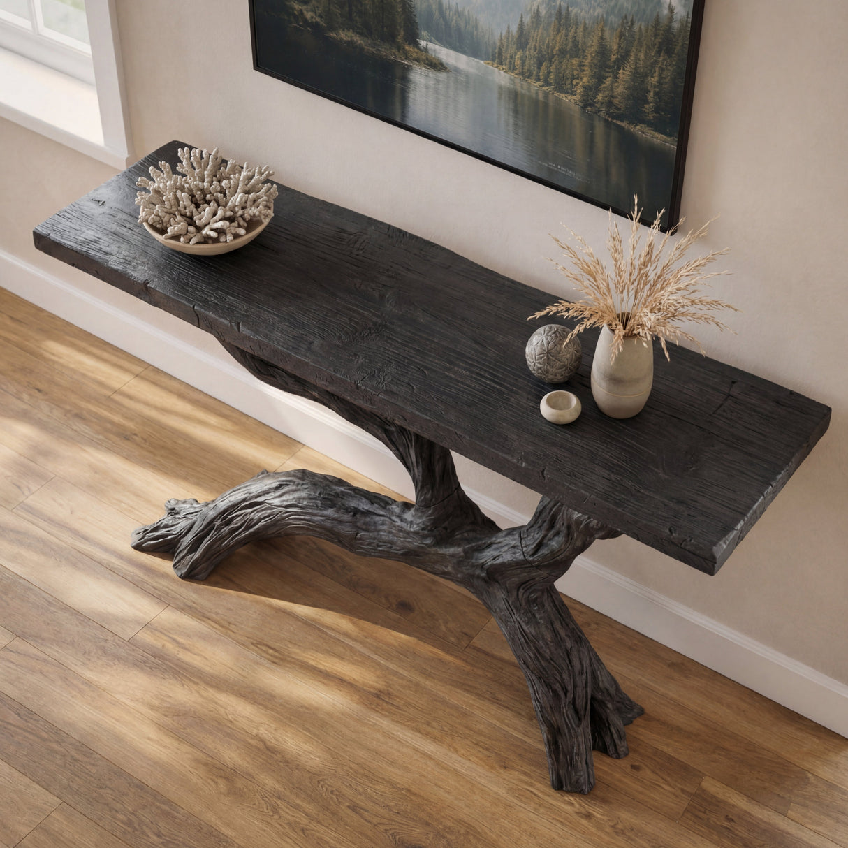 Cross-Branch Solid Wood Console Table