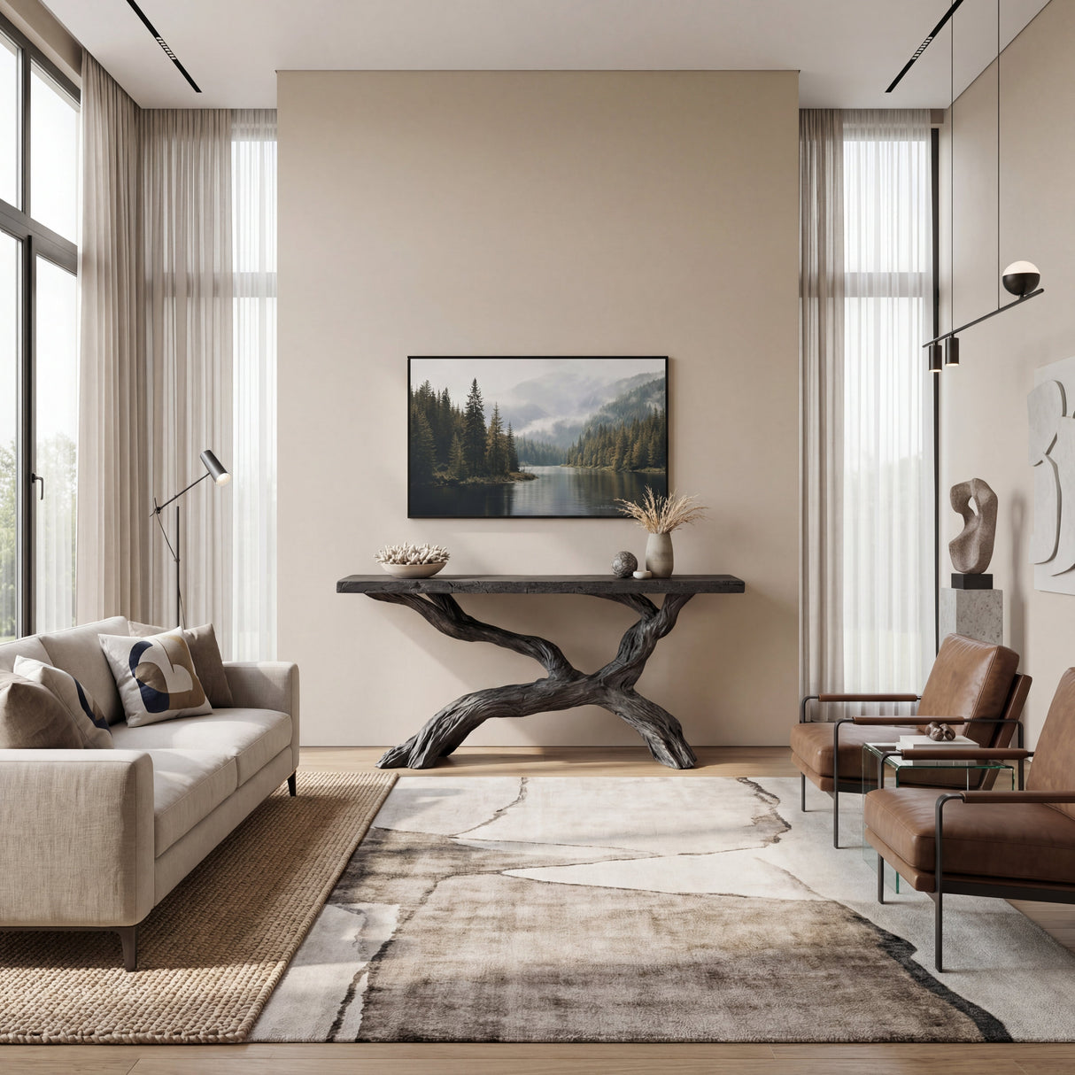 Cross-Branch Solid Wood Console Table