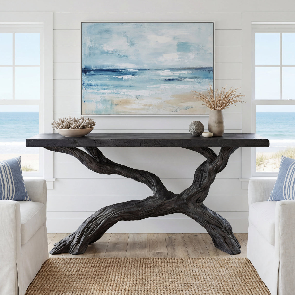Cross-Branch Solid Wood Console Table