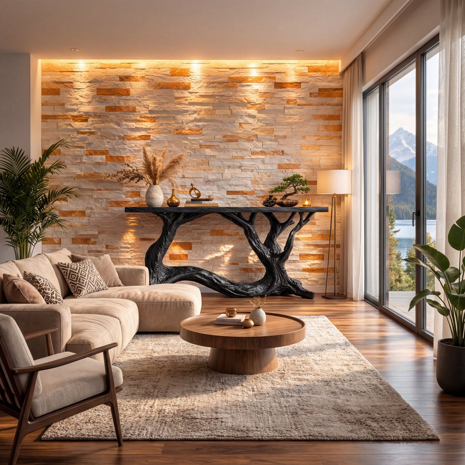 Interwoven Branch Solid Wood Console Table