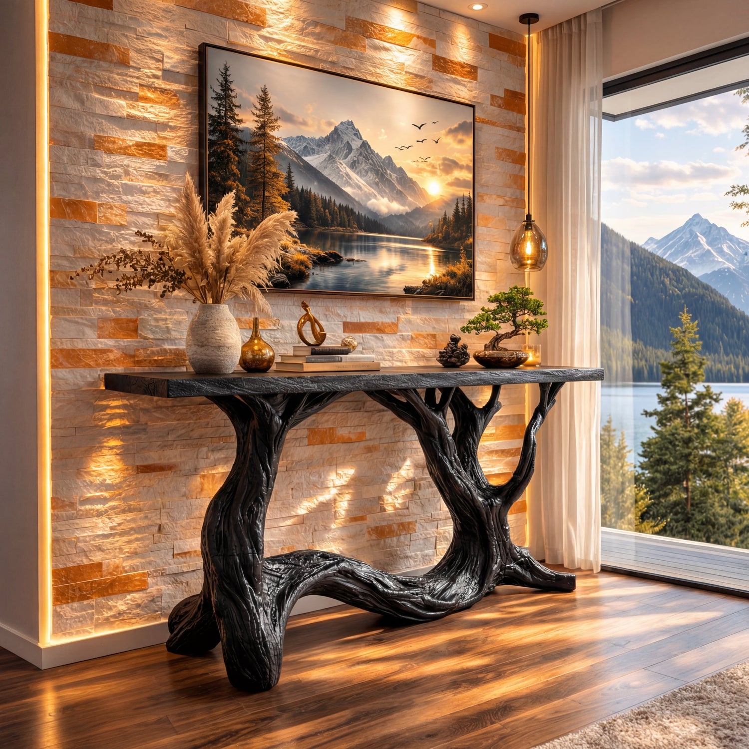 Interwoven Branch Solid Wood Console Table