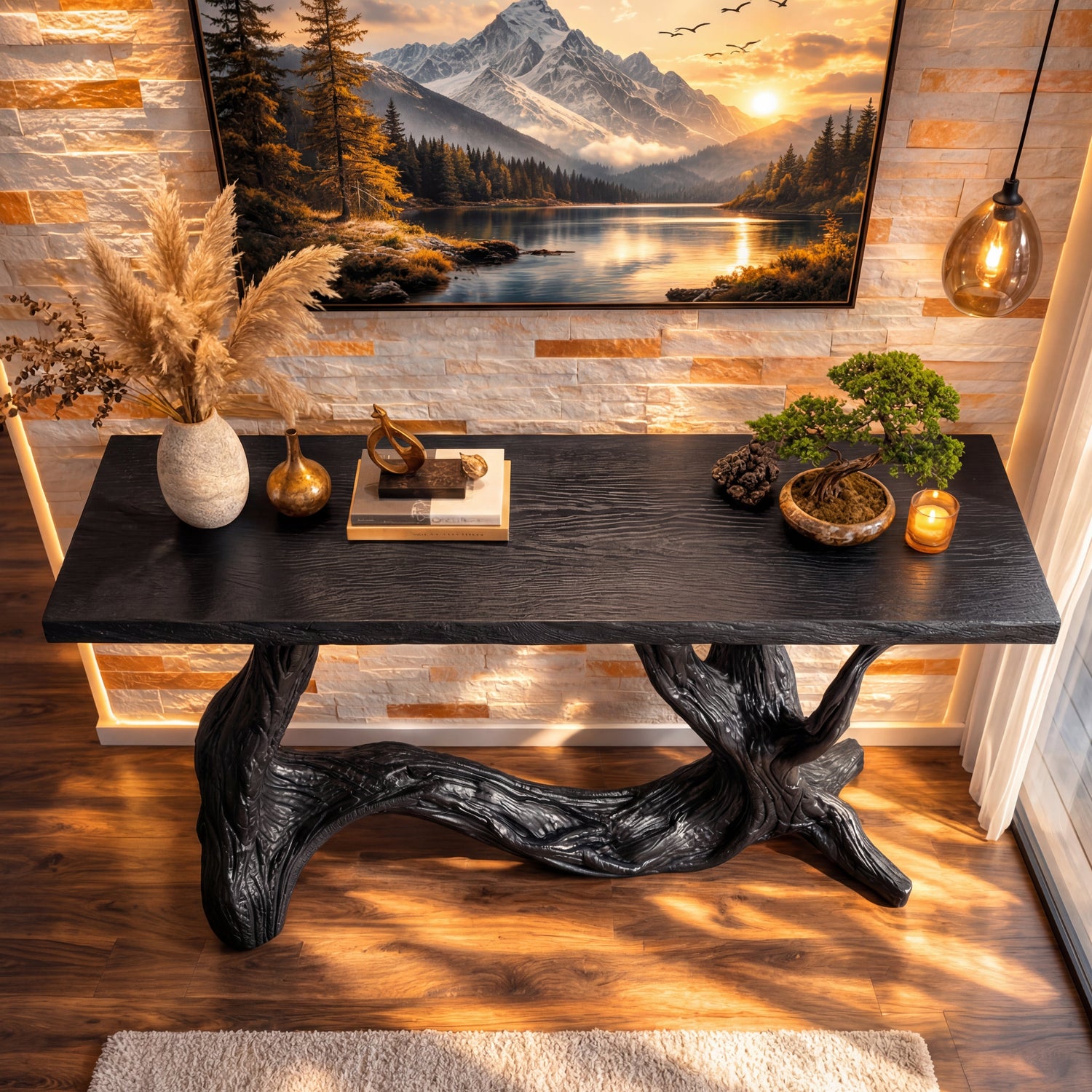 Interwoven Branch Solid Wood Console Table