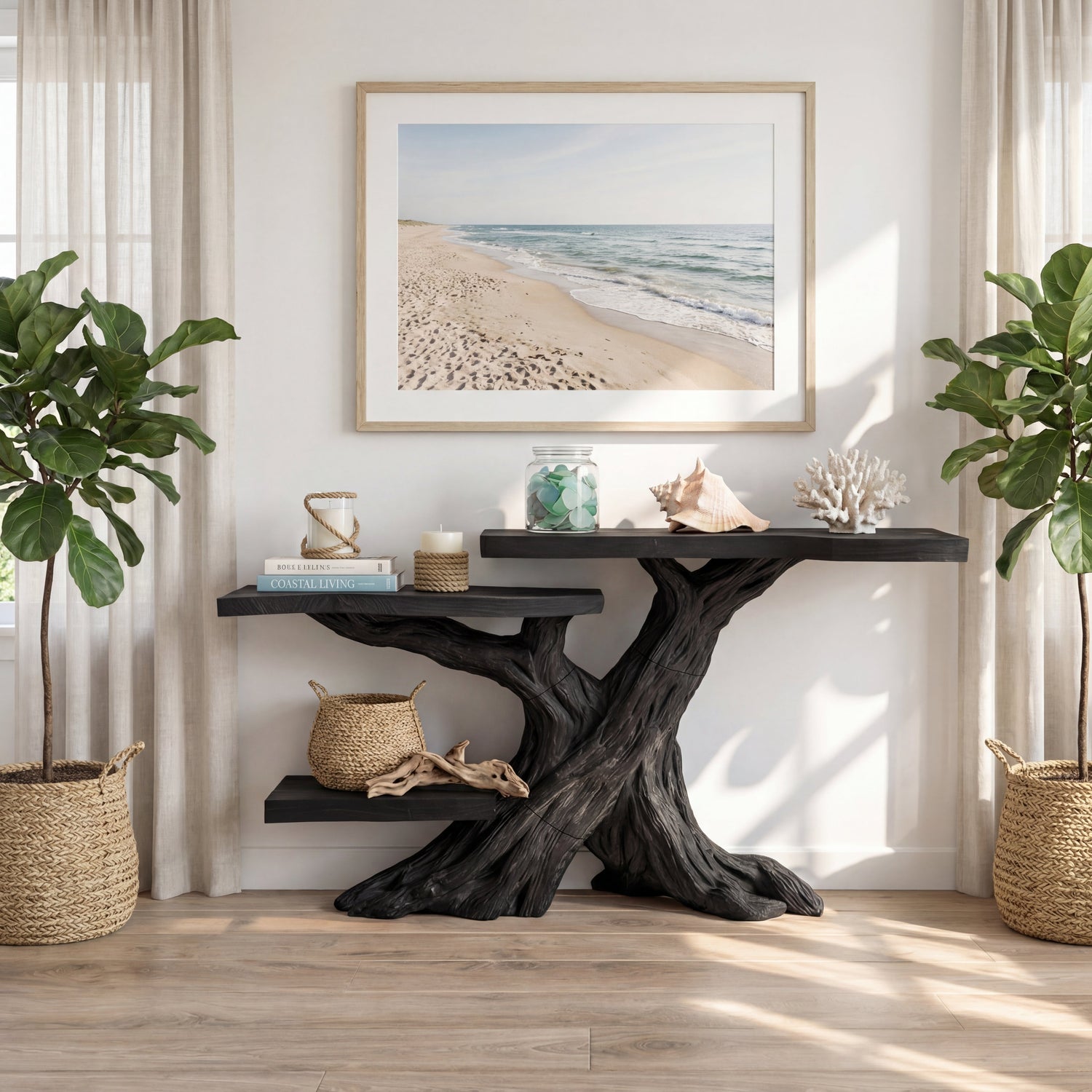Organic Tiered Solid Wood Accent Table