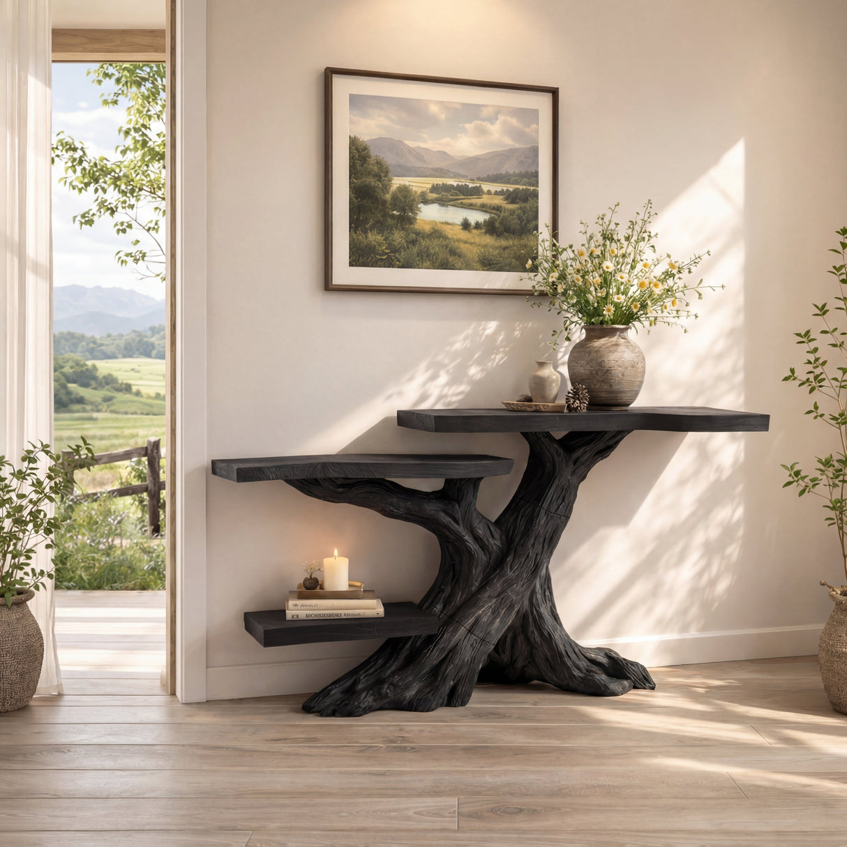 Organic Tiered Solid Wood Accent Table