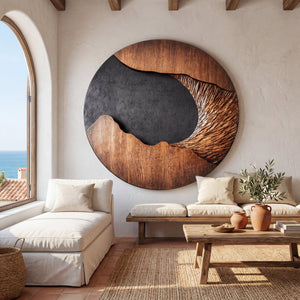 Modern Solid Wood Wall Sculpture for Living Room Interiors