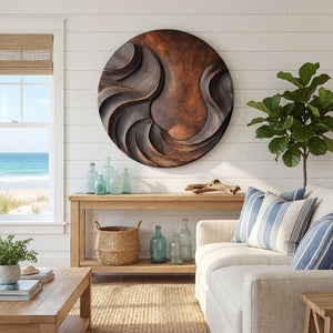Modern Textured Solid Wood Wall Sculpture for Contemporary Living Rooms