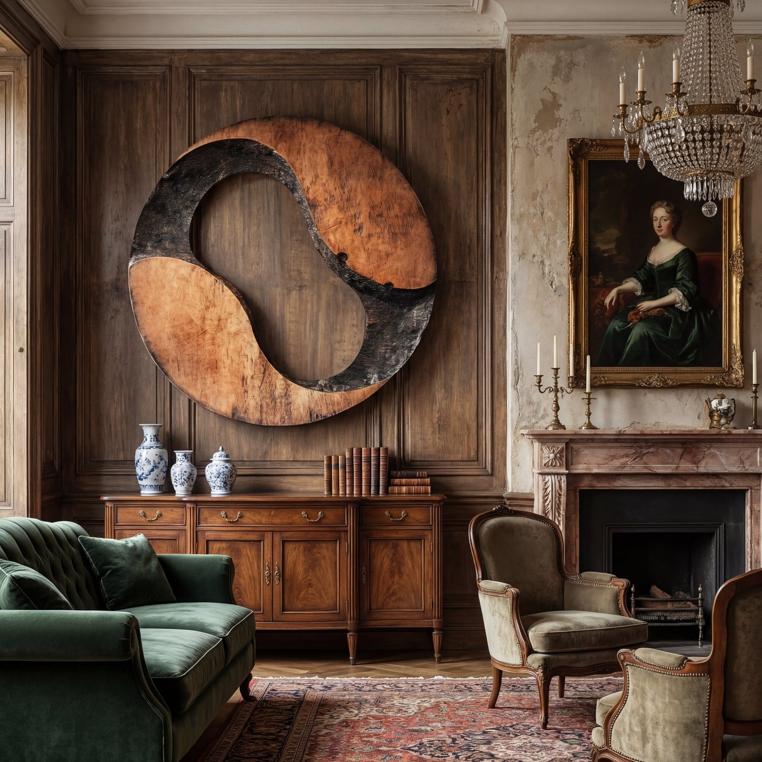 Modern Cutout Solid Wood Wall Sculpture for Living Room