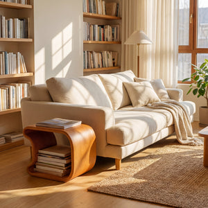 Modern Sculptural Solid Wood Side Table for Living Rooms and Reading Nooks