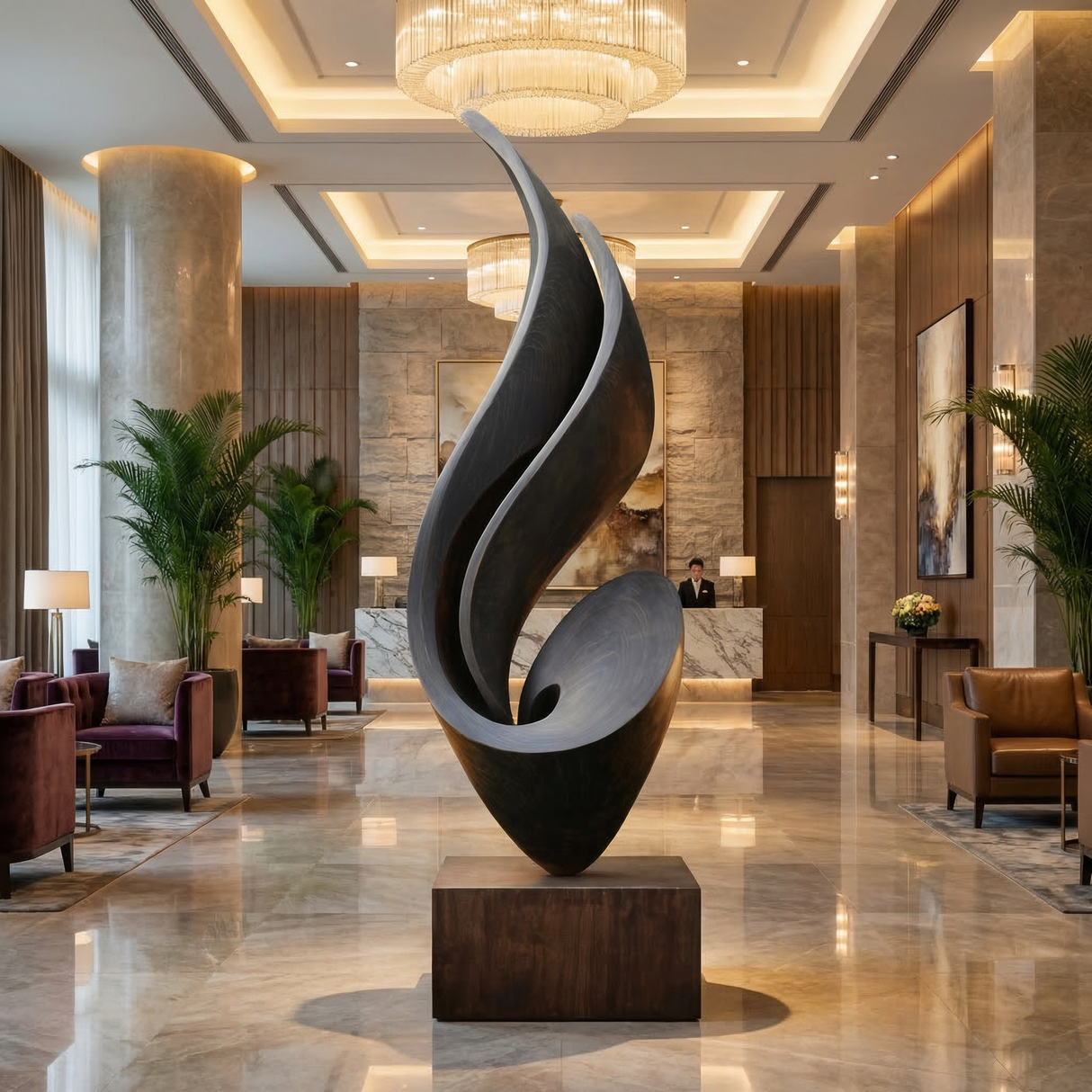 Large Abstract Floor Sculpture for Indoor and Outdoor Spaces
