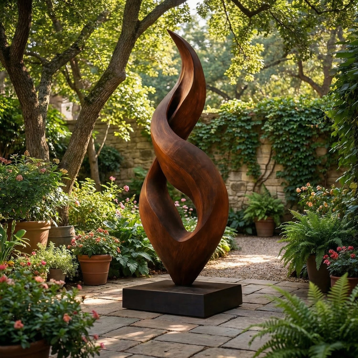 Abstract Twisting Floor Sculpture for Indoor or Covered Outdoor Spaces