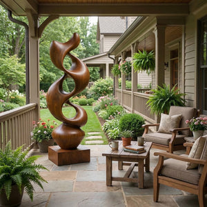 Sculpted Solid Wood Abstract Form for Garden and Interior Spaces