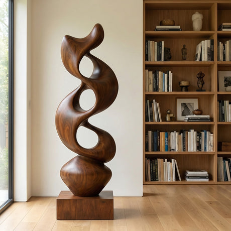 Sculpted Solid Wood Abstract Form for Garden and Interior Spaces