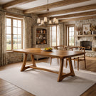 Rectangular Solid Wood Dining Table with Minimalist Frame Base for Dining Room