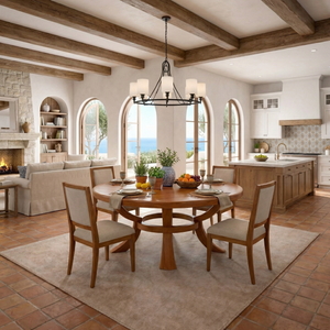 Large Round Solid Wood Dining Table with Sculptural Pedestal Base for Dining Room