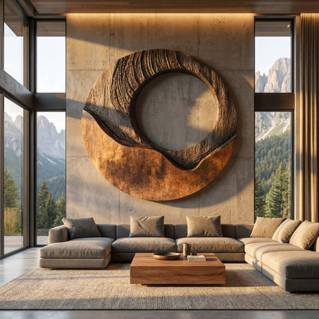 Large Circular Wall Sculpture for Modern Living Rooms, Sculptural Statement Wall Art for Luxury Interiors
