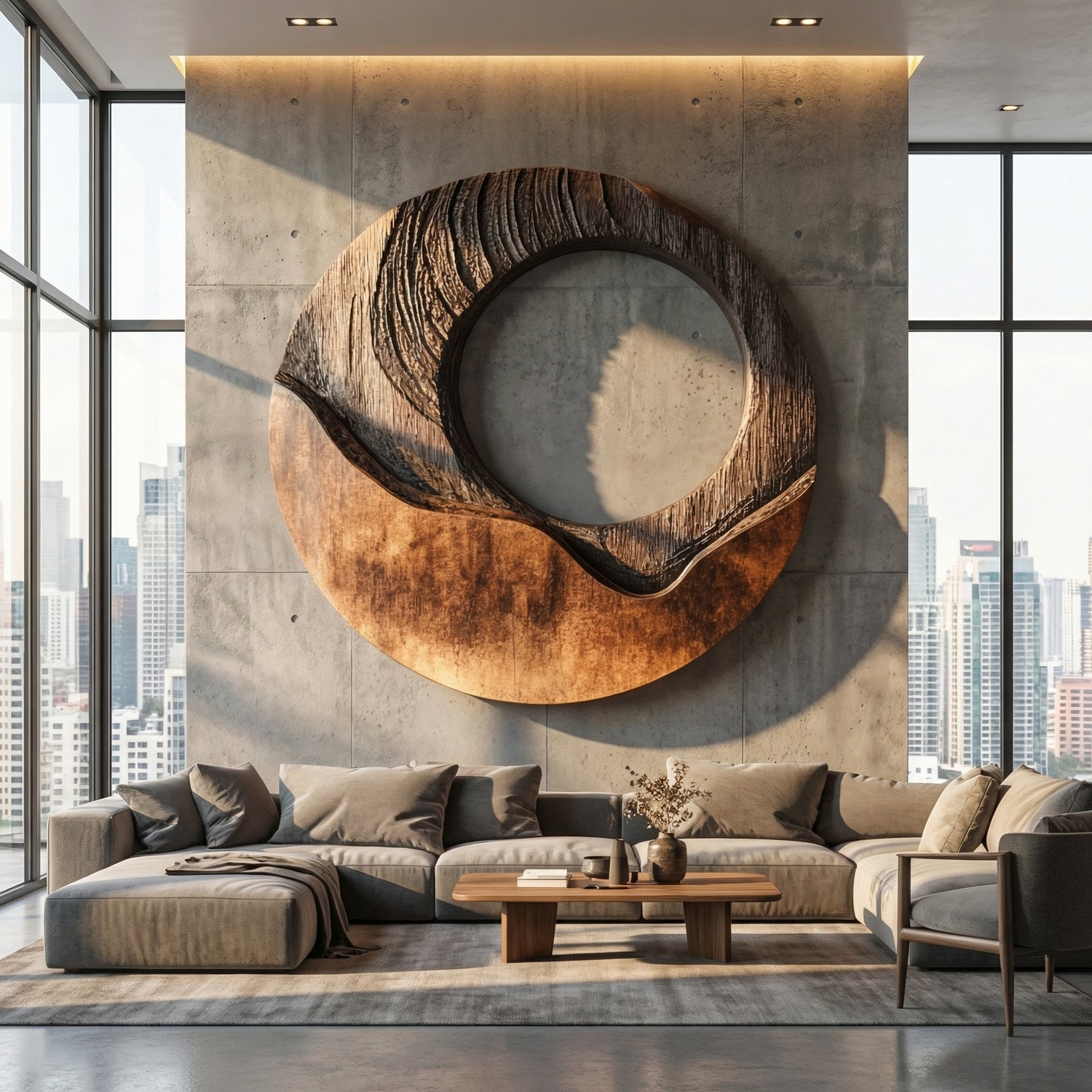 Large Circular Wall Sculpture for Modern Living Rooms, Sculptural Statement Wall Art for Luxury Interiors