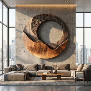 Large Circular Wall Sculpture for Modern Living Rooms, Sculptural Statement Wall Art for Luxury Interiors