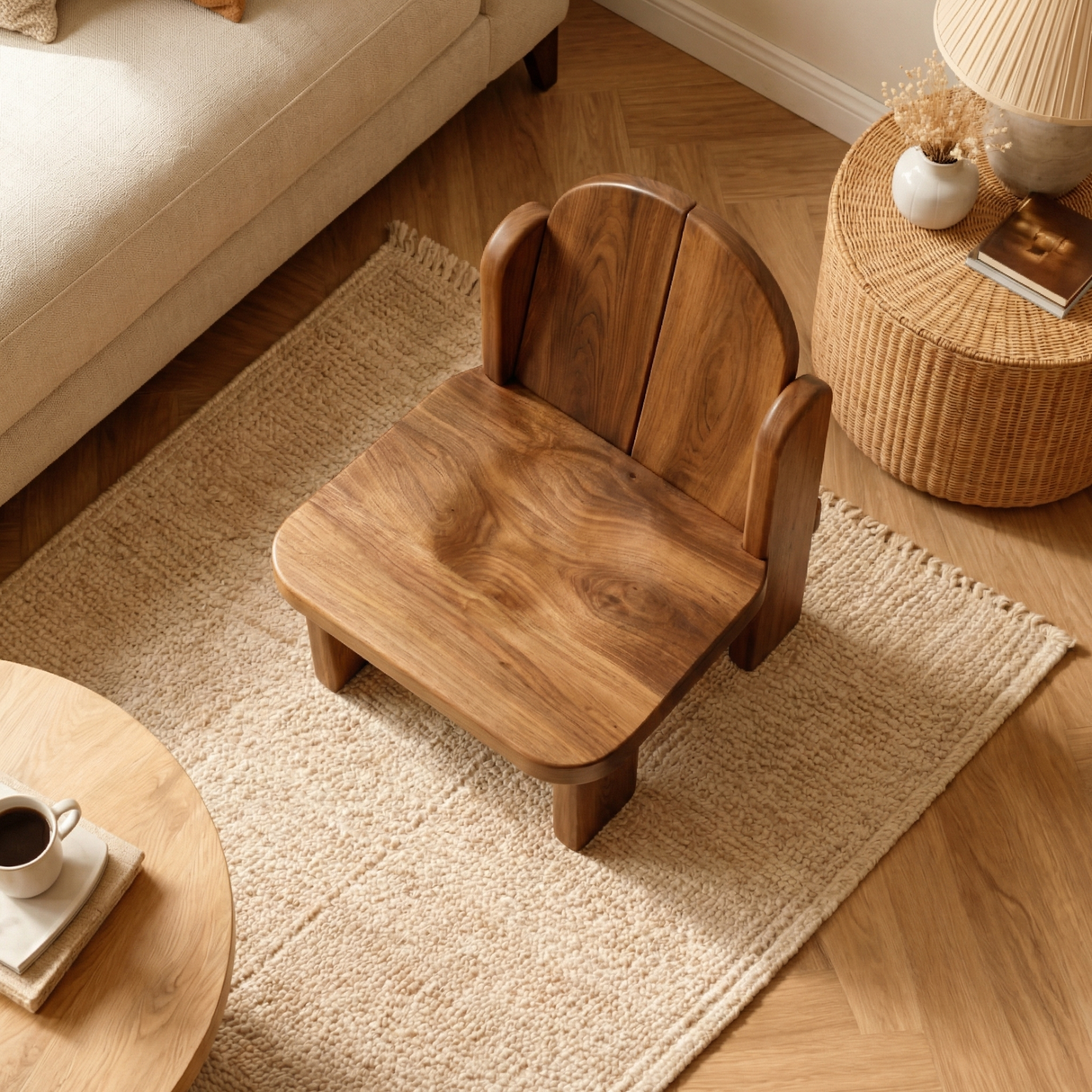 Solid Wood Kids Chair with Rounded Sides for Playrooms or Classrooms