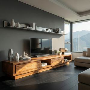 Solid Wood TV Cabinet for Modern Living Room Entertainment Spaces