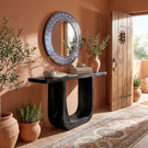 Solid Wood Console Table with Sculptural U-Shaped Base