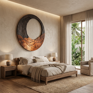 Round Solid Wood Wall Art with Layered Open Center Design